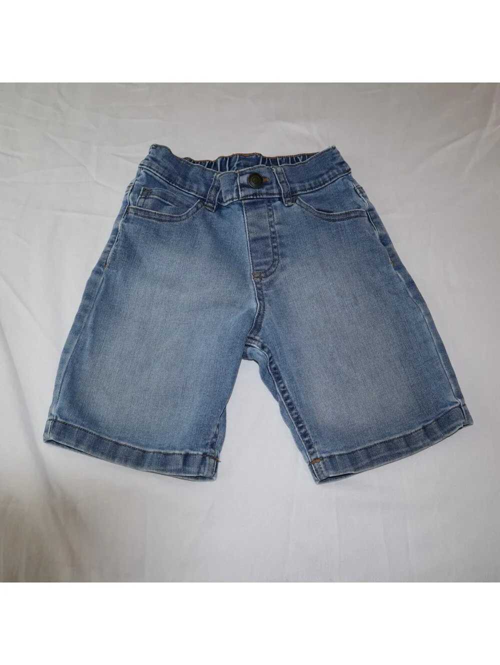 OshKosh B'gosh Boys Denim Shorts Size 5T Light Wash Blue Elastic Waist